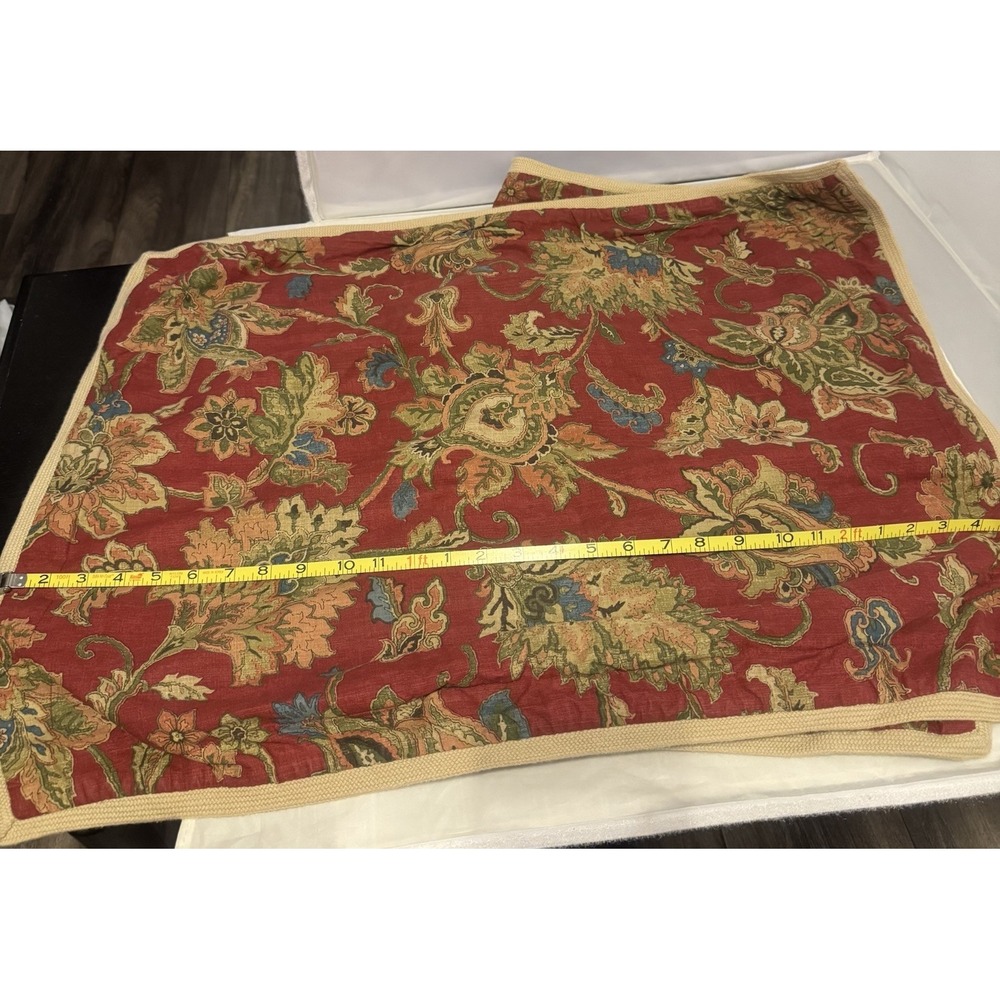 2 CHAPS Ralph‎ Lauren Annabelle Red Jacobean Floral Standard Pillow Shams - Picture 4 of 6
